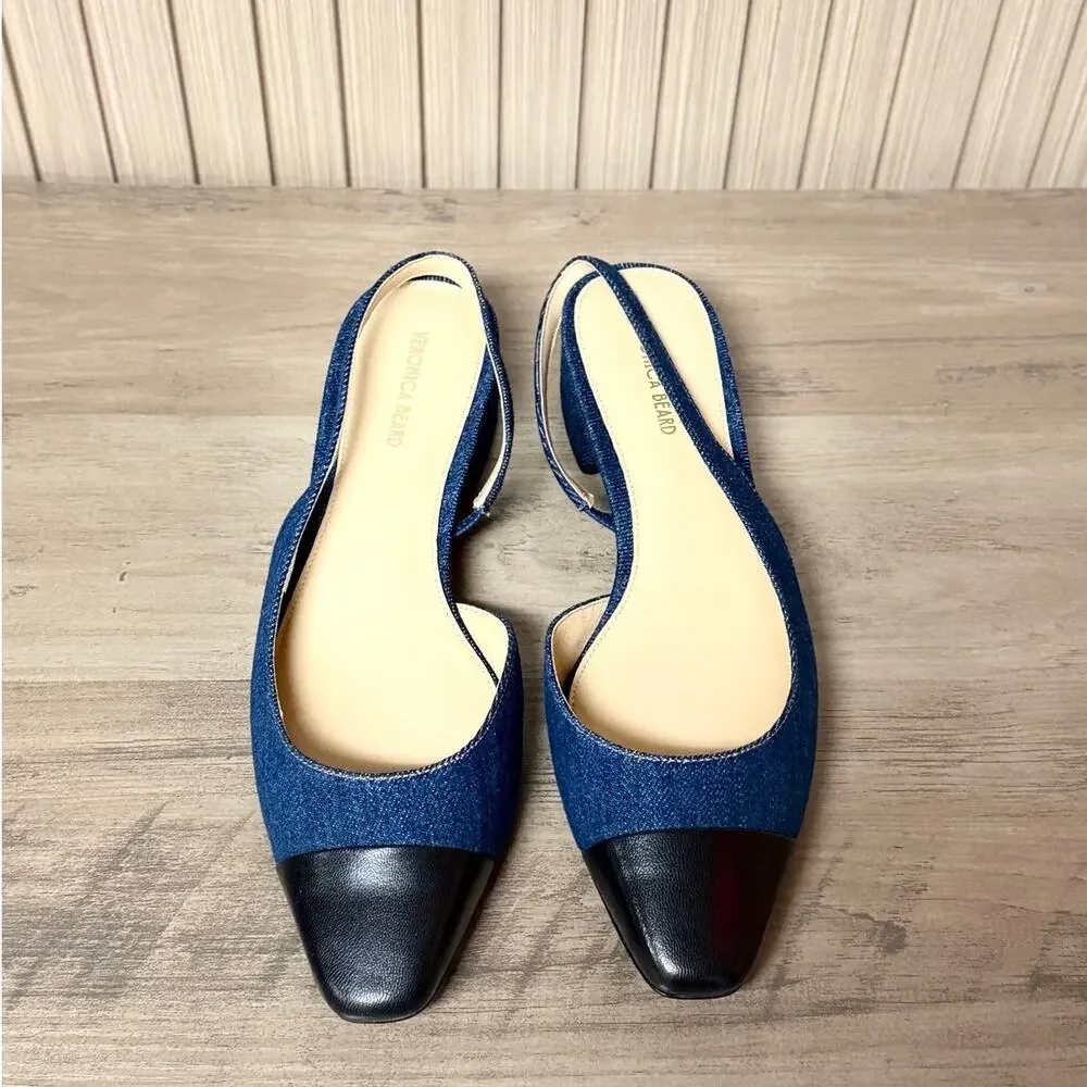 Veronica Beard Cecile Slingback Leather Pumps Size 7.5M